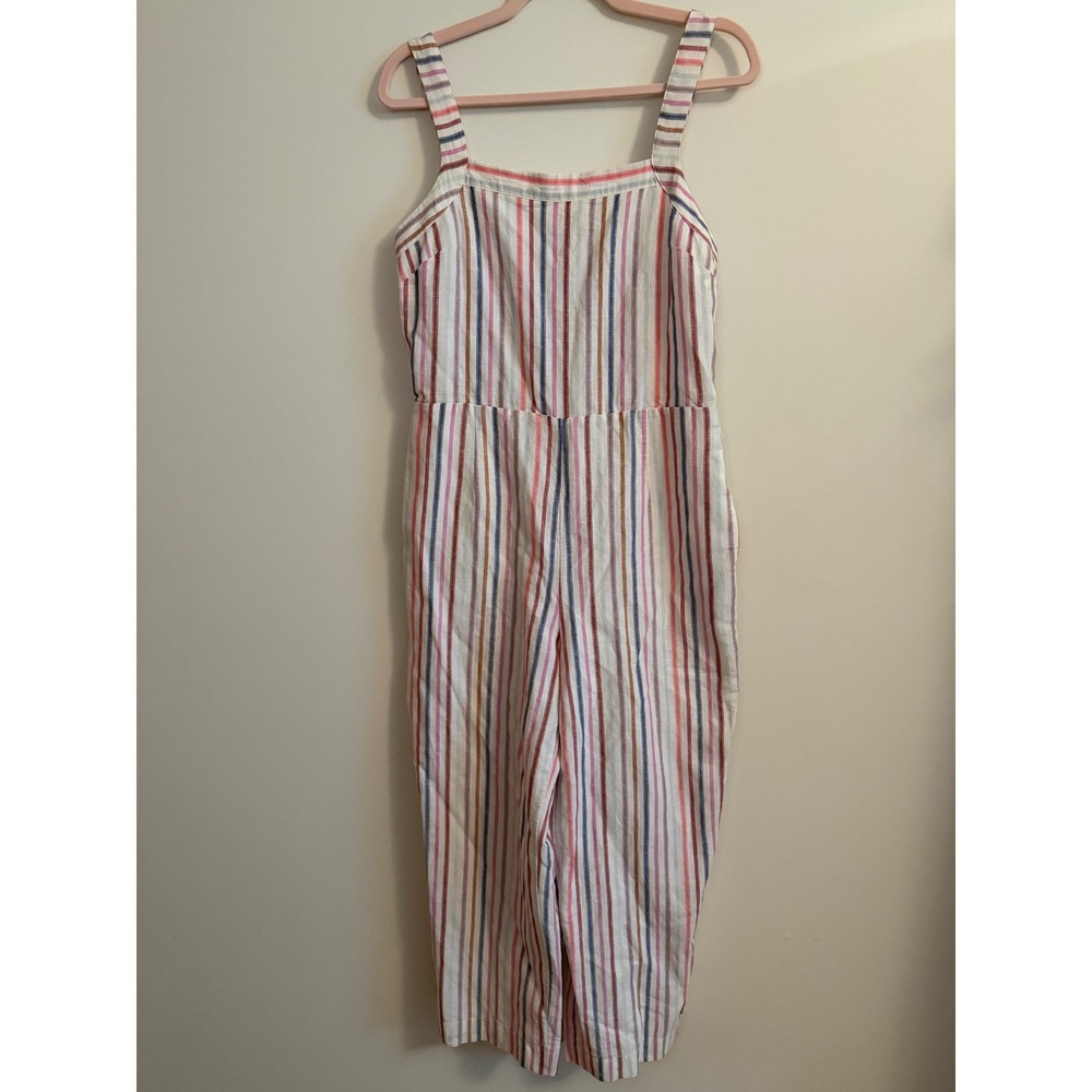 Gap Multi-Stripe Linen Blend Wide Leg Jumpsuit - Size 8